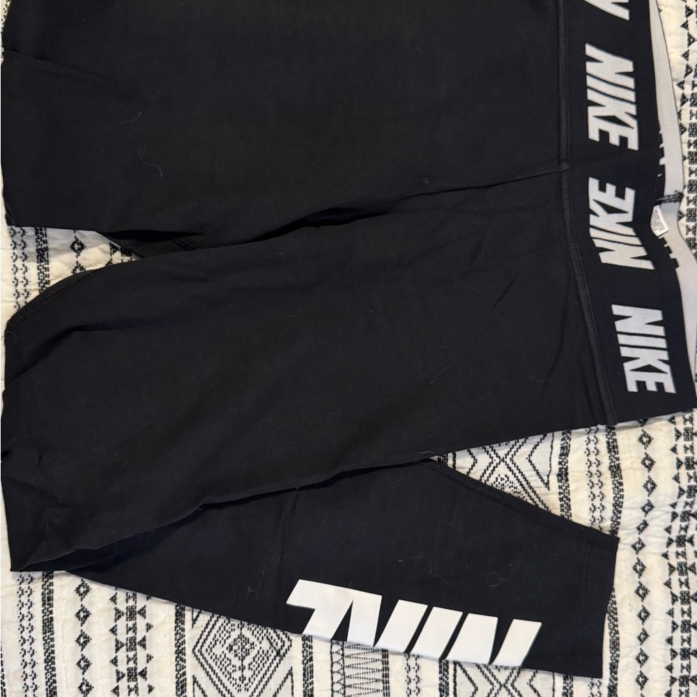 Nike Black Leggings with White Logo Trim